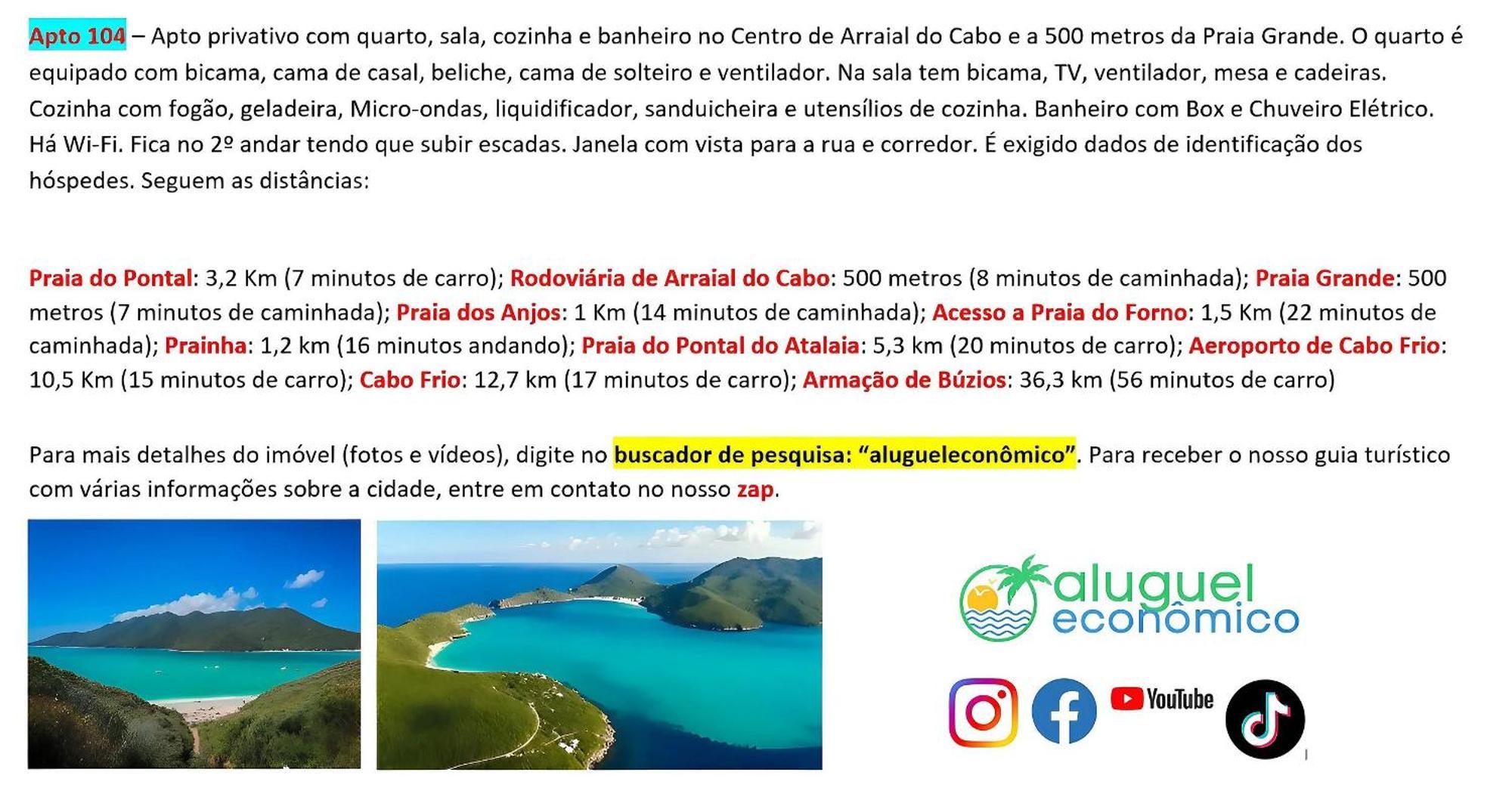 Apartamento Arraial do Cabo - Brisas do Farol - Aluguel Economico Exterior foto