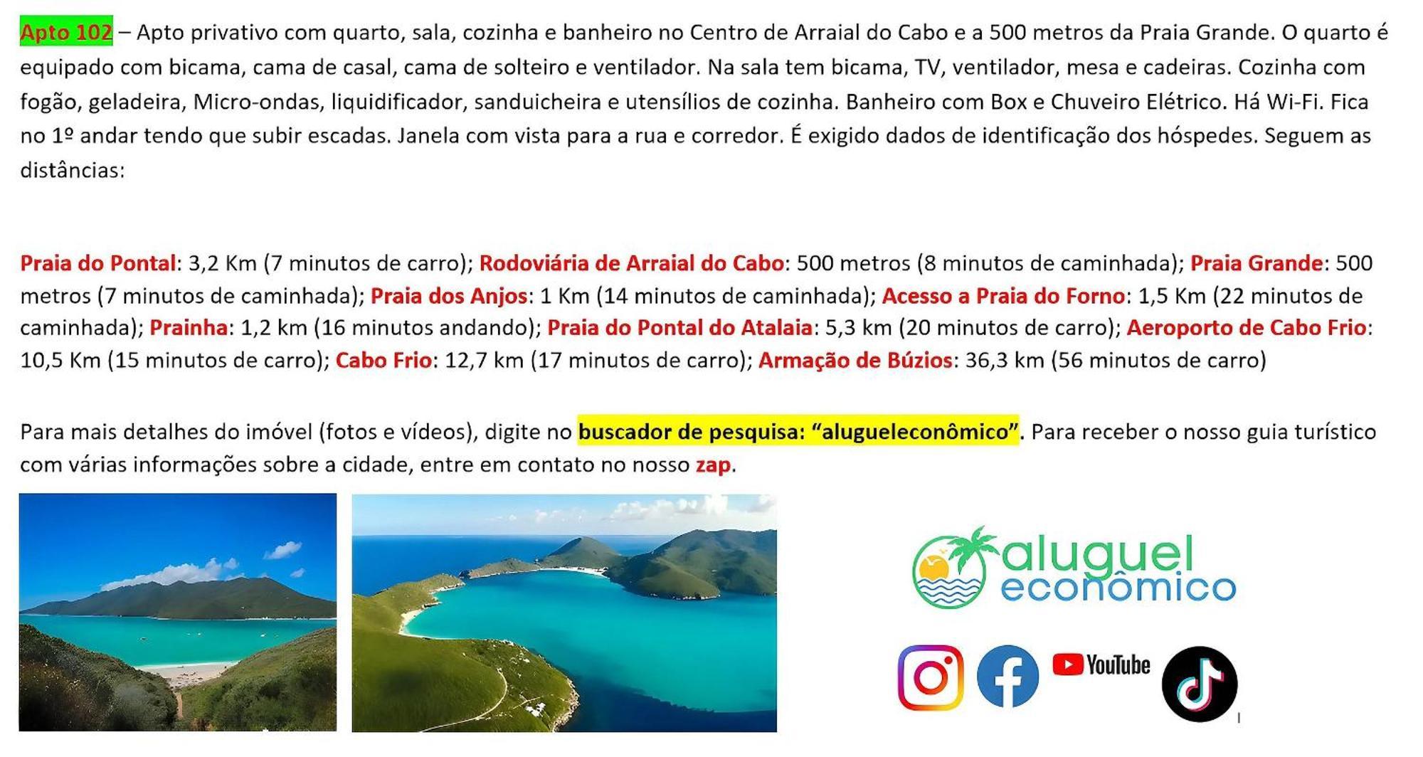 Apartamento Arraial do Cabo - Brisas do Farol - Aluguel Economico Exterior foto